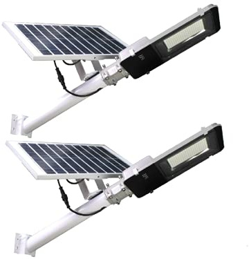 Jandei - Pack x 2 Farola Solar Exterior, Potente 2500 Lúmenes, Impermeable IP65, Panel Solar y Mando a Distancia Incluido, Luz Blanca Fría 6000K, Ideal para Jardín, Patio, Camino y Muro
