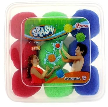 Toi-Toys Återanvändbara vattenbomber Splash – set med 9 vattenbollar – Ø 7 cm – vattenleksaker barn strandleksak vattenboll vattenboll vattenbomb vattenslag poolleksak