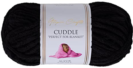 Utopia Crafts Cuddle Laine Chenille, Fil Chenille, Pelote de Laine à Tricoter Super Épaisse de 100 g (60 m), Moelleuse, Douce, Facile à Utiliser, Idéale pour Crochet et Tricot, Noir