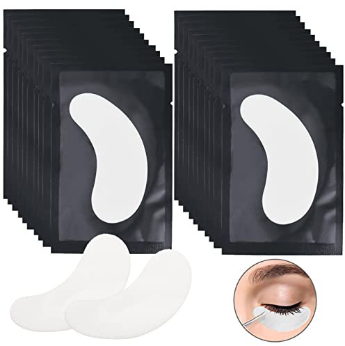 Augenpads für Wimpernverlängerung Wimpern Pads,Wimpernverlängerung Augen Pads Eye Patch,Fusselfrei for Eyelash Extensions (Schwarz-20Pairs)