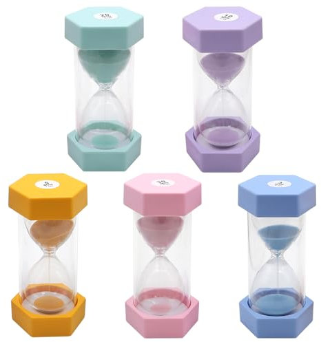 GYSRXS Sanduhren Set für Kinder 5 Stück Bunter Sanduhren 3/5/10/20/30 Minuten Hourglass für Lernen und Spielen von Kindern Timing Kann Auch als Dekoration Zeitmesser Timer