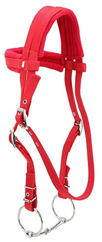 Cyrank Brida para Caballos, Roja, Ajustable, Extraíble, Brida para Caballos, Arnés De Rienda, Cabezales para Caballos, Broca, Accesorios Ecuestres para Caballos con Cojín Suave