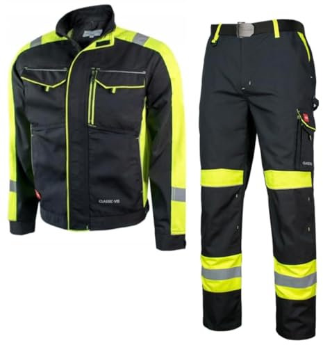 KEILOR Arbeitskleidung: Arbeitsanzug-Set mit Arbeitsjacke und Arbeitshose Classic Vis Arbeitskleidung Herren Arbeitshose mit Kniepolstertaschen Schutzanzug Langlebige Arbeitskleidung Größe 46
