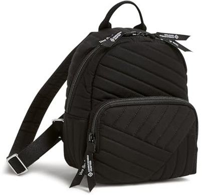 Vera Bradley Damen Mini Backpack, Cotton Büchertasche, Schwarz, Einheitsgröße