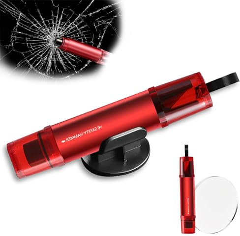 WTZWYFWJ Martillo De Emergencia Coche, 2 En 1 Martillo De Seguridad para Coche, Rompe Cristales Y Cinturones, Multifunción Martillos De Emergencia, para Coches, Autobuses Y Otros Vehículos-Rojo