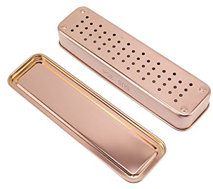 Gavigain Drawer Organizer,Stainless Steel Cutlery Tray Holder Kitchen Storage Box Utensil Drying Rack with Lid Drainer for Chopstick Spoon Fork (Rose Gold)