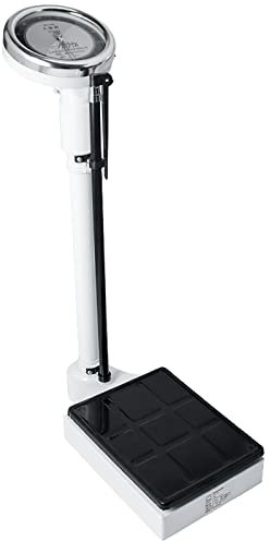 Adjustable Height Rod Bathroom Scale Mechanical | Oversized Dial Display | Telescopic Pole Weighing Range Easy to Read Height and Weight Scale