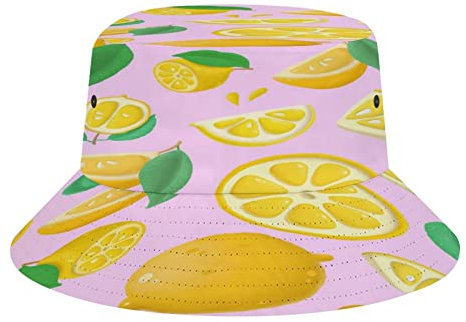 IQOPPEDR Chapeau cloche citron, casquette de pêcheur d'été pour homme et femme, chapeau de plage pliable unisexe pour les vacances, les voyages en plein air, citron, Taille unique