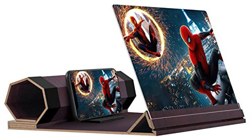 14‘’ Screen Magnifier for Smartphone, Mobile Phone 3D Magnifier Screen Expanders for Movies and Gaming Foldable Phone Stand with Screen Amplifier B3 Brown