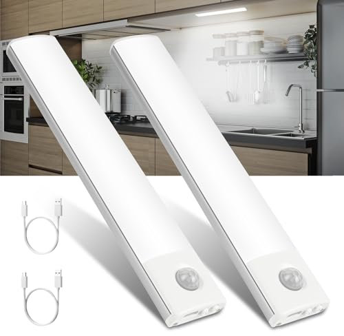 Vicloon Luce Armadio LED, Sensore Batteria Armadio Lampada, 20CM Magnetica Ricaricabile Luce LED Sottopensile, Dimmerabile Lampada per Cucina Scale Soggiorno Bagno Camere da Letto
