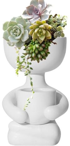 Pots de fleurs mignons – Pot de fleurs de haricots, pot de fleurs personnalisé | Vase d'ameublement de maison, décoration de jardinage, orpins, joli pot de fleurs pour jardin, cour, patio