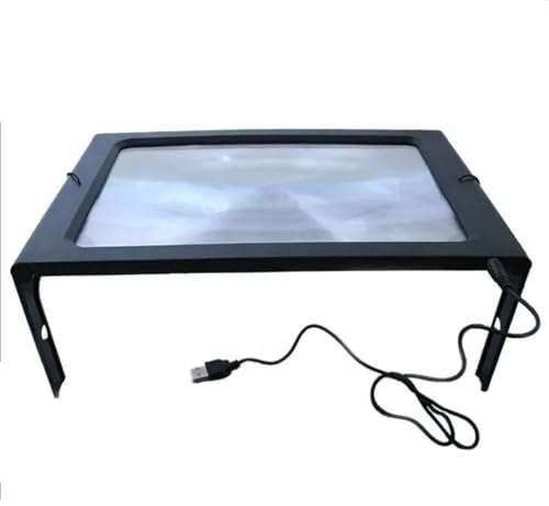 Lab Microscope Accessories Table Standing USB Reading Magnifier 2.5X Neck Lanyard Illuminated Magnifying Glass 12 LED Lights Foldable A4 Size