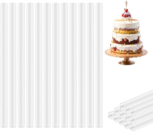 Supports en plastique pour gâteaux à plusieurs étages - Lot de 24 supports (24 cm / 9,4 pouces), stabilisateur en plastique pour gâteaux, tiges de cheville pour la fabrication de gâteaux de mariage et
