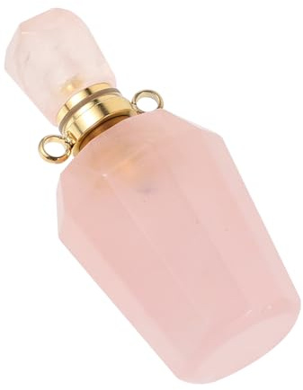 HIAKDOFT Refillable Aromatherapy Essential Oil Bottle Pendant Necklace Pink Jade Diffuser for Personal Fragrance Home Decoration Compact Multi Use Perfume Dispenser Gift