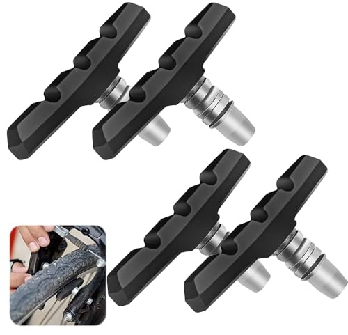 Quesuc Bremsschuhe,2 Paar V Bremsen Bremsbeläge, Felgenbremse Beläge Bremsgummi,Cantilever Bremsbacken-Fahrrad Bremsblöcke（Schwarz)