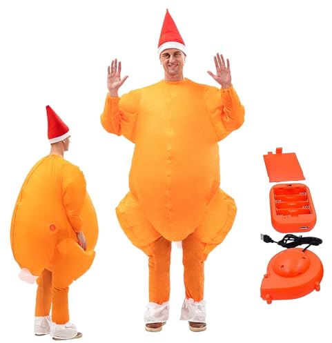 Générique Costume De Dinde Gonflable,Unisexe Amusant Tenue Intégrale Gonflable de Poulet | Déguisements de Thanksgiving Tenue de Dinde,Pour Adultes Amateurs Famille Femme Mari
