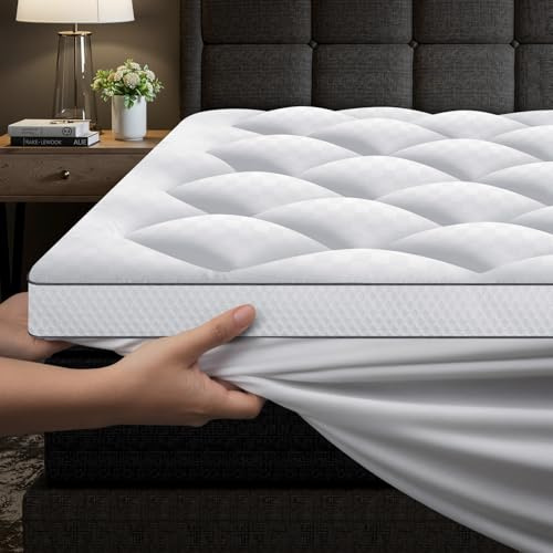 Autsel Topper för dubbelsäng 140 x 200 cm, 1 000 g/m², extra mjuk och fylld med skumpartiklar, allergivänlig och lätt att rengöra
