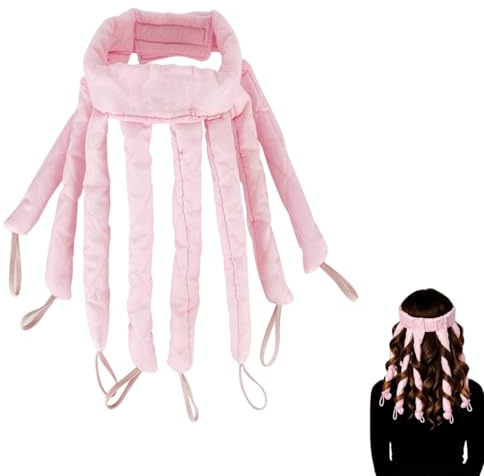 MNYXIS Bigodino Lungo per Boccoli, arriccia capelli senza calore, Bigodini Morbidi per Dormire in Tessuto Rosa, Fascia Arricciacapelli per Onde Capelli Naturali, Accessori Capelli per Donna e Ragazza