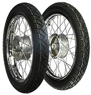 MZA Set: 2 Kompletträder 1,5x16 Stahlfelge verchromt + Chromspeichen + Reifen Vee Rubber 094