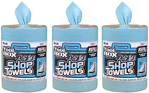 Blue Shop Towel Refill For Big Grip Dispenser Bucket, 600 Count (3-Pack of 200 Count)