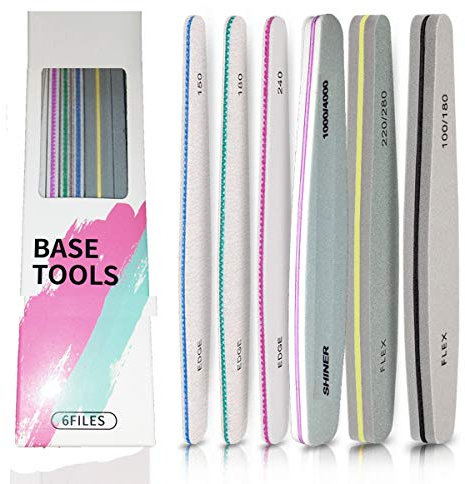 Base Tools File Set: lima de uñas, juego de lima de uñas de gel, bloque de lima de uñas profesional, almohadilla para uñas, archivo de manicura lavable, archivo de doble cara