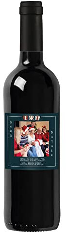 Bottiglia di vino rosso personalizzata IGT Toscana Rosso - Idea regalo esclusiva e originale per Natale! (Polaroid con dedica)