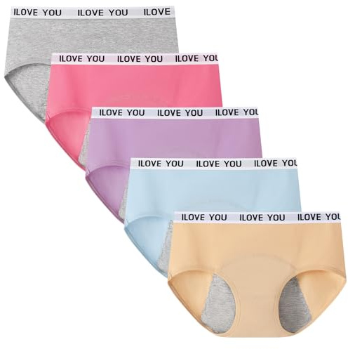 Anntry Bragas del Período Menstrual Algodón Niña Chicas Adolescentes Culottes Mujer Protección Ropa Interior(Paquete de 5) (S, Estilo2)