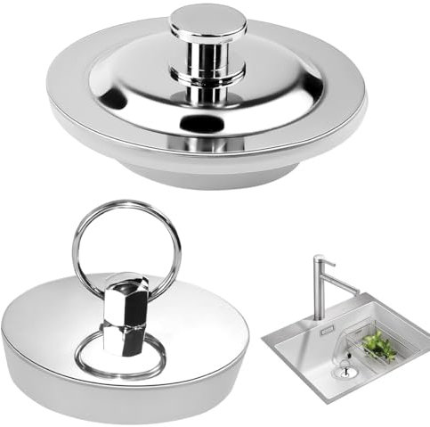 HWSWSH 2 PCS Bouchon Baignoire Universel, Bouchon de Vidange d'Evier Acier Inoxydable Caoutchouc, Bouchon Lavabo Salle de Bain 2 Styles, Bouchon Evier pour Salle de Bain, Cuisine, Baignoire, Piscine