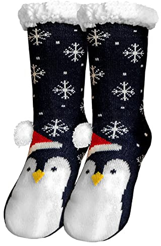 ZFSOCK Calze Pantofole Donna Antiscivolo: Invernali Termiche Calzini Divertenti Fantasia Animale Modello Per Donna Mamma Natale Regali Capodanno 1 Paio 35-41