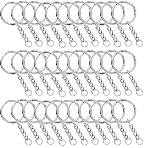 Anelli per Portachiavi,Ganci Portachiavi 100 Pezzi Anello Portachiavi con Cerchio 25mm,Portachiavi Anello Portachiavi in Metallo per Porta Chiavi Mestieri Key Chains(Argento)