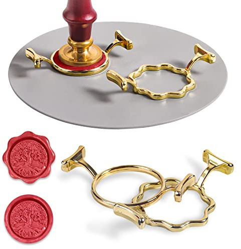 Yelsky Wax Seal Kit with 1 Inch Wax Stamp - 2 Metal Seal Molds with Round Flower Shape, Silicone Mat for Wedding Invitations, Gift Wrapping, Envelopes, Cards & Wine Packaging