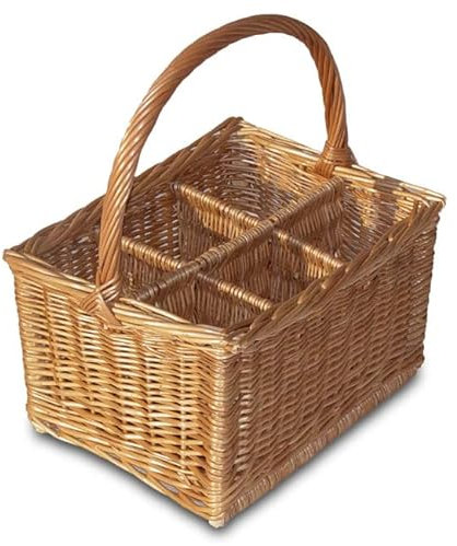 Porte-bouteille en Osier Grande Anse, Range-Bouteille Pique-Nique (Naturel, 36 x 26 H 23)