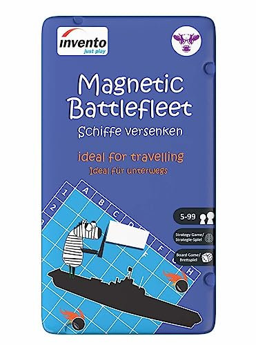 Invento just Play - Magnetspiel in handlicher Metalldose ab 2 Spieler zuhause und unterwegs Spieleklassiker ideal als Reisespiel oder Geschenk für Kinder ab 4 Jahre (Schiffe Versenken)