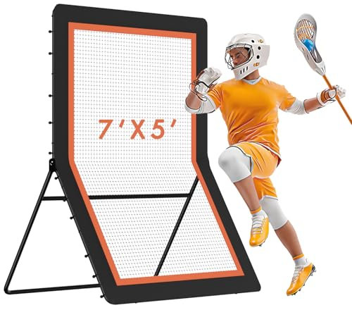 MR Lacrosse Rebounder 7’x5’, Throwback Net with 5 Bounce Back Rebound Angles, Pitch Back Return Net, Rebound Wall for Lacrosse, Baseball, Softball, Soccer, Football, Basketball, Volleyball, Tennis