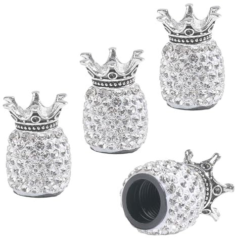 Flaconi 4PCS Coche Cubierta Válvula Neumático,Tapas de Válvulas de Automóviles,Tapa de Válvula de Coche,Adecuado para la mayoría de los Automóviles,Camiones,SUV,Motocicletas (Blanco)