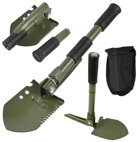 mizikuu Klappspaten, Multifunktional Klappschaufel aus Kohlenstoffstahl Robuste Einfach Tragbar Gartenschaufel Pflanzschaufel Abnehmbar Schaufel für Überleben, Garten, Camping, Outdoor, Grün, S