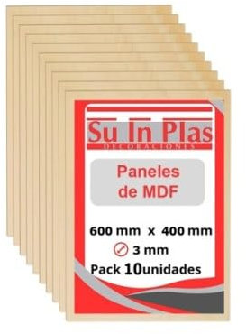 SUINPLAS DECORACIONES Tablero MDF 600x400X3mm (10ud) Corte Laser