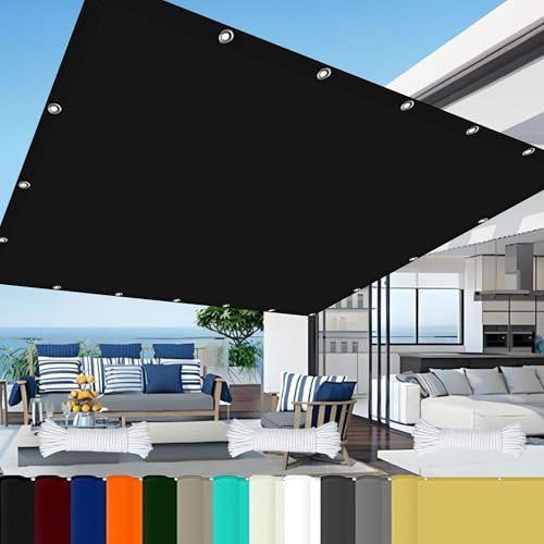 Garden Screening 1.2 x 4 m Waterproof Gazebo Canopy with Free Rope with Grommets Pes Sail Shades Fence Pergola Balcony, Black