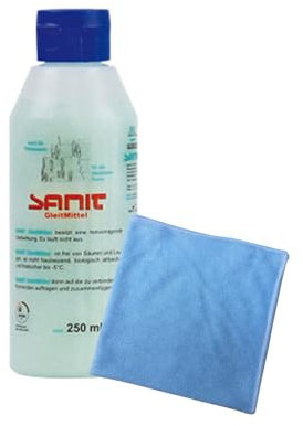 BADfabrik24 SANIT Gleitmittel 250 ml Flasche + Mikrofasertuch – für Trinkwasser geeignet – zur Montage von Rohr-, Muffen- & Schlauchverbindungen – säurefrei & hautverträglich