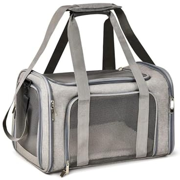 Miawouf Grand Sac Transport Chat, Sac Transport Chien, Caisse de Transport Chat avec Bandoulière Réglable, Matelas Chat et Petit Chien 51cm*33cm*33cm (Large), jusqu'à 8KG