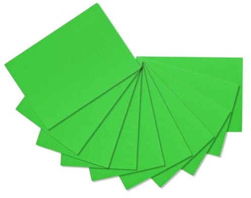 ODETOJOY 10-Piece A4 (210×297mm) Green Corrugated Cardboard Sheets | Craft & DIY Projects for Kids & Adults