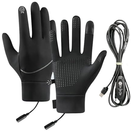 Electric USB Heated Waterproof Gloves Heated Gloves For Men Mitts With Adjustable Temperature For Running Hunting Outdoor Fishing Working Driving Elderly Gardeners Skiing Hiking Camping (Black, M)