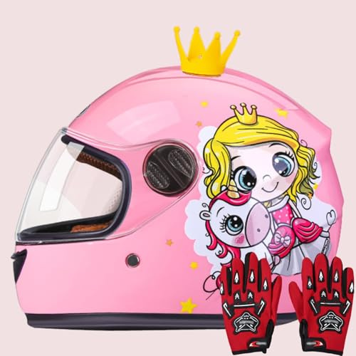 Casco Integrale Da Moto Per Bambini, Casco Da Scooter Omologato ECE 22.06 Con Visiera Parasole E Sciarpa Rimovibile, Casco Da Scooter Per Ragazzi E Ragazze Dai 3 Ai 13 Anni 1,48-55CM