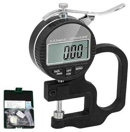 Misuratore di spessore digitale 0 – 12,7 mm, misurazione dello spessore digitale portatile, precisione 0,01 micrometro elettronico, calibro digitale Thickness Gauge, misuratore di spessore con display
