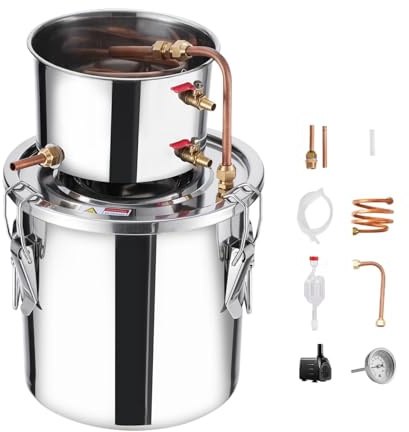 HIJYMNZPQ Destilador De Alcohol Agua Acero Inoxidable con Bobina Cobre Kit Fermentación Refinación Elaboración Casera ElaboracióN De Cerveza AutéNtica(5 Gallon)
