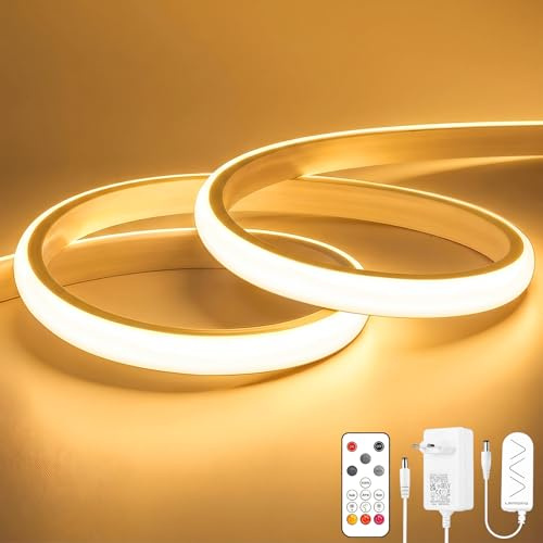OYKYOHEI COB LED Streifen, Warmweiss Dimmbar Strip mit Fernbedienung, 3m