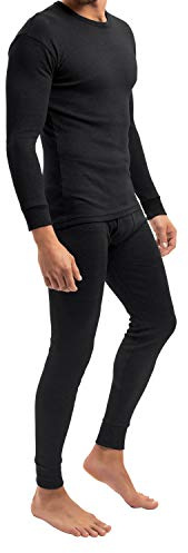 MT Juego de ropa térmica de esquí para hombre, ropa interior cálida, manga larga, térmica, ligera Negro XXXL