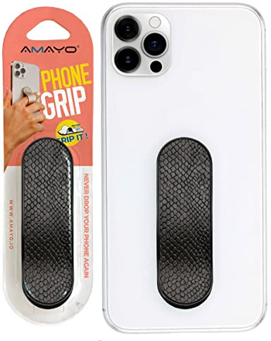Amayo Grip Mobilhållare – originalet – fingerhållare till mobiltelefonen, mobilställ med grepp, mobilring (ormserien, svart)