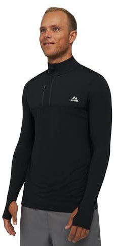 DANISH ENDURANCE Long Sleeved Sports Top, Workout Shirt, Running, for Men, Black, XL