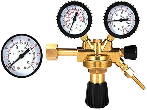 Druckminderer Druckregler für Argon / CO2-Gasregler mit Manometer Messingoberfläche, Argon-Inertgas-Gasschweißregler für MIG MAG Wig-Schweißgerät